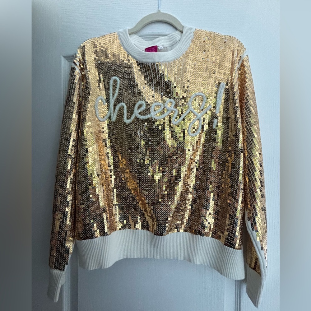 Queen of Sparkles Sequin “Cheers” Sweater